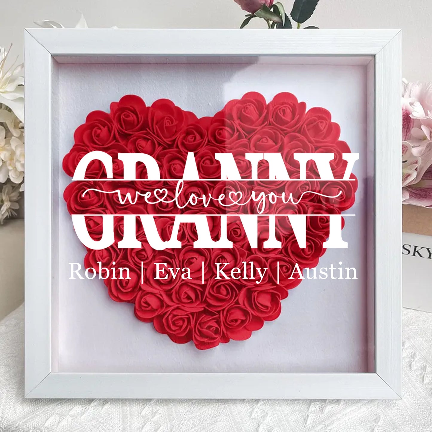 Mother's Love in Bloom - Personalized Flower Shadow Box