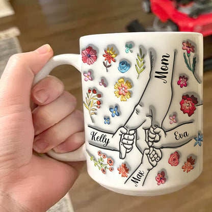 Bound by Touch Linked by Love - 3D Inflated Effect Printed Mug - Personalized Gift For Mom, Grandma