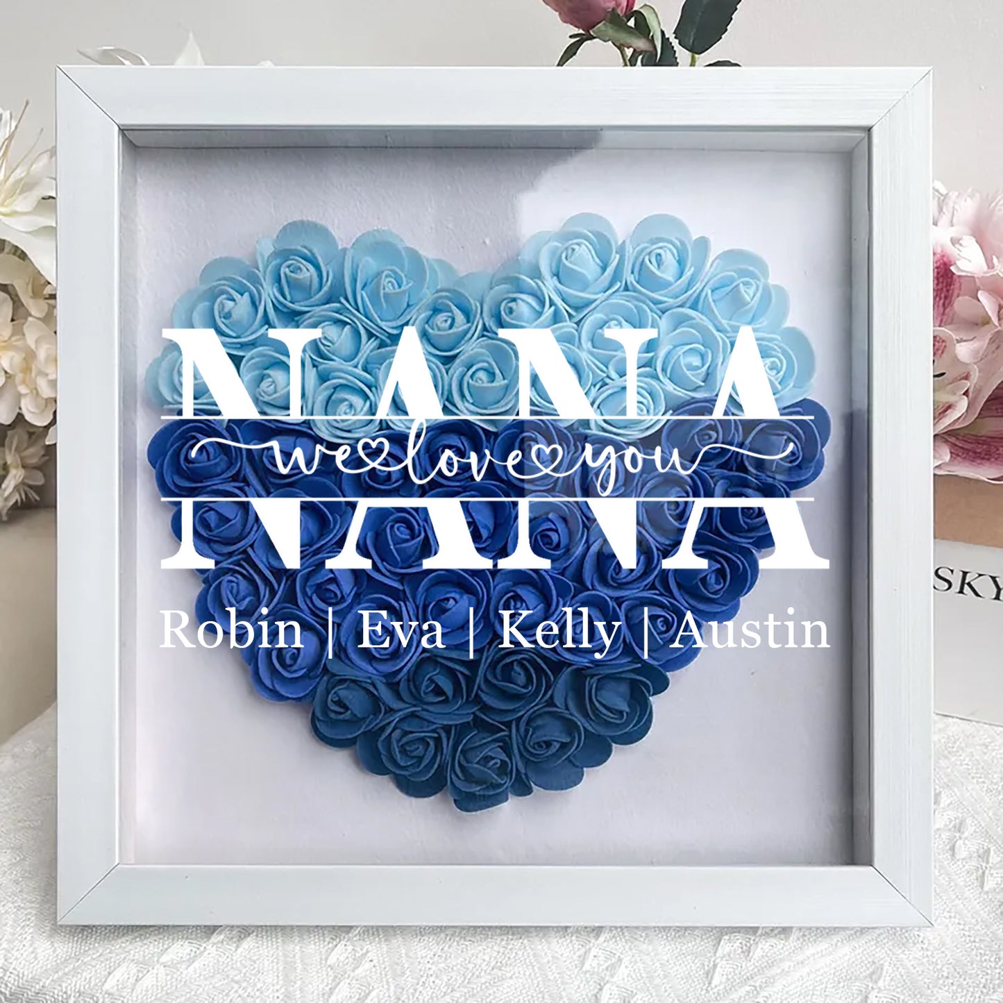 Mother's Love in Bloom - Personalized Flower Shadow Box