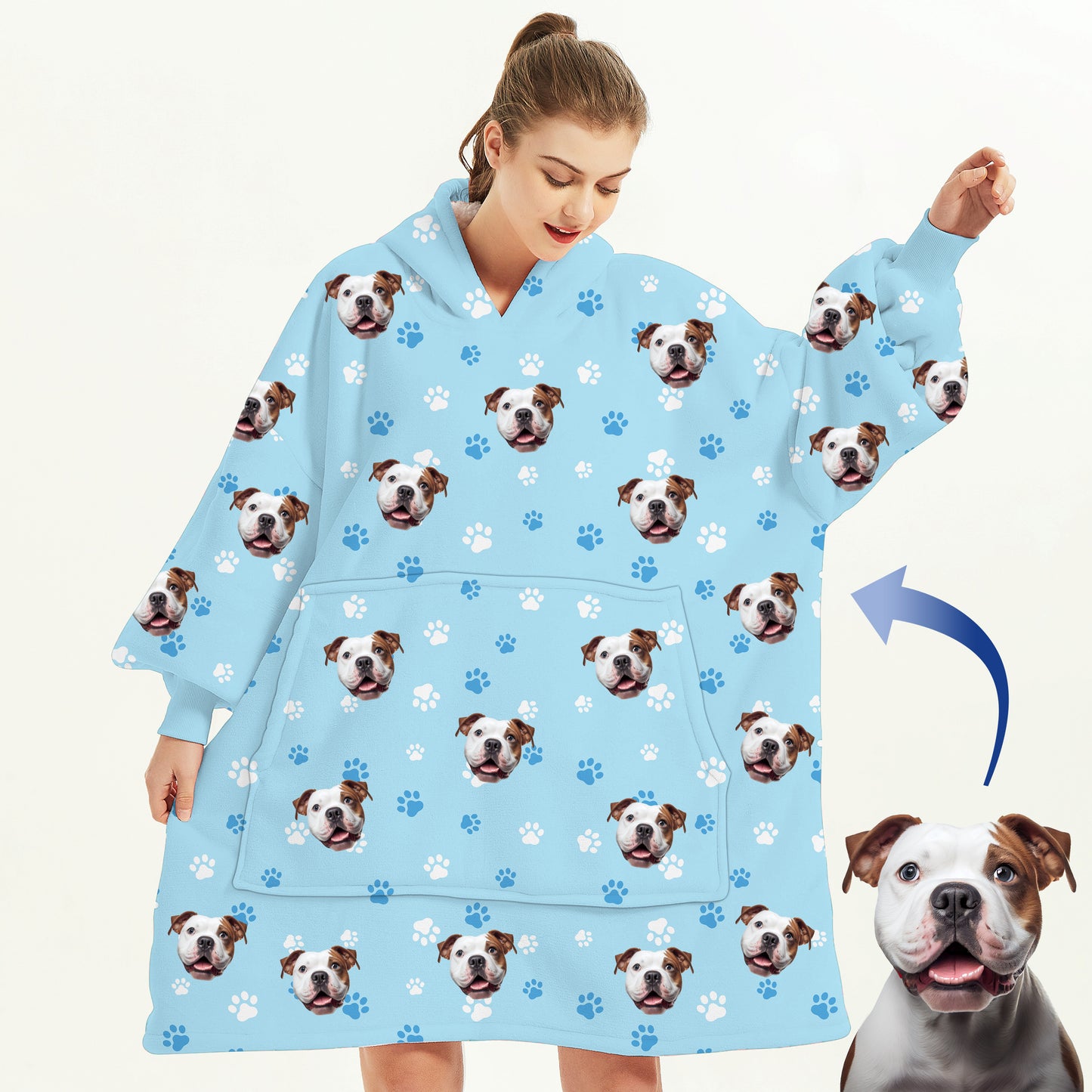Oversized Custom Photo Blanket Hoodie - Gift for Pet Lovers