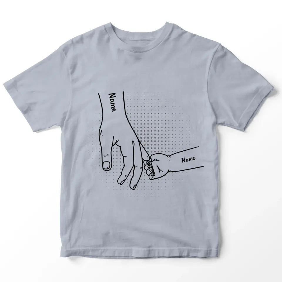 Hands Together, The Grip of Love - Personalized Custom Unisex Family T-Shirt - Gift For Father's Day, Dad, & Grandpa